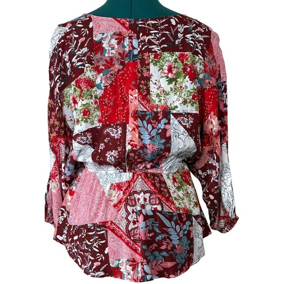 Lot of 2 ANDREE By Unit Brand Colorful Floral Blouses 100% Rayon Women's Size S - Picture 3 of 16